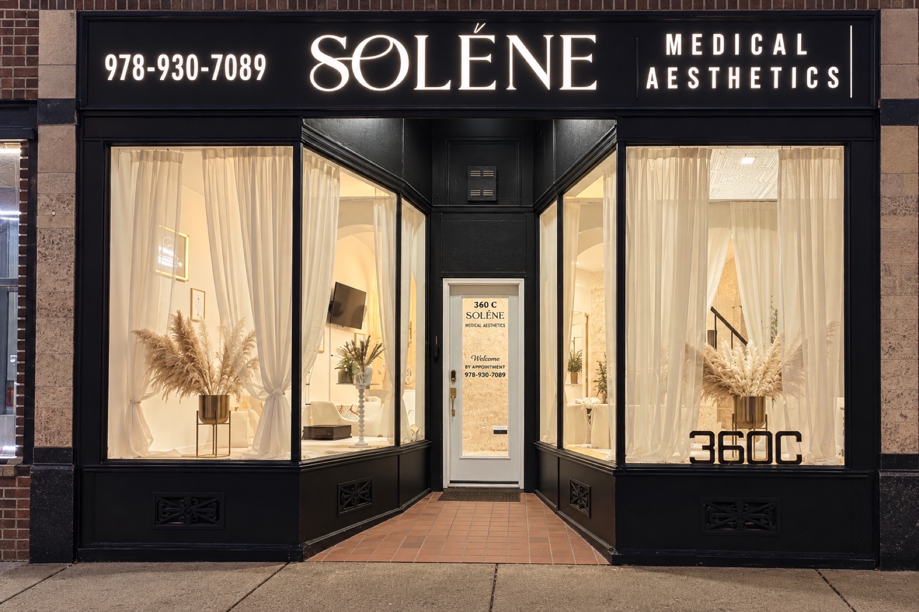 SOLÉNE Medical Aesthetics storefront at 360C Centre Street in Jamaica Plain